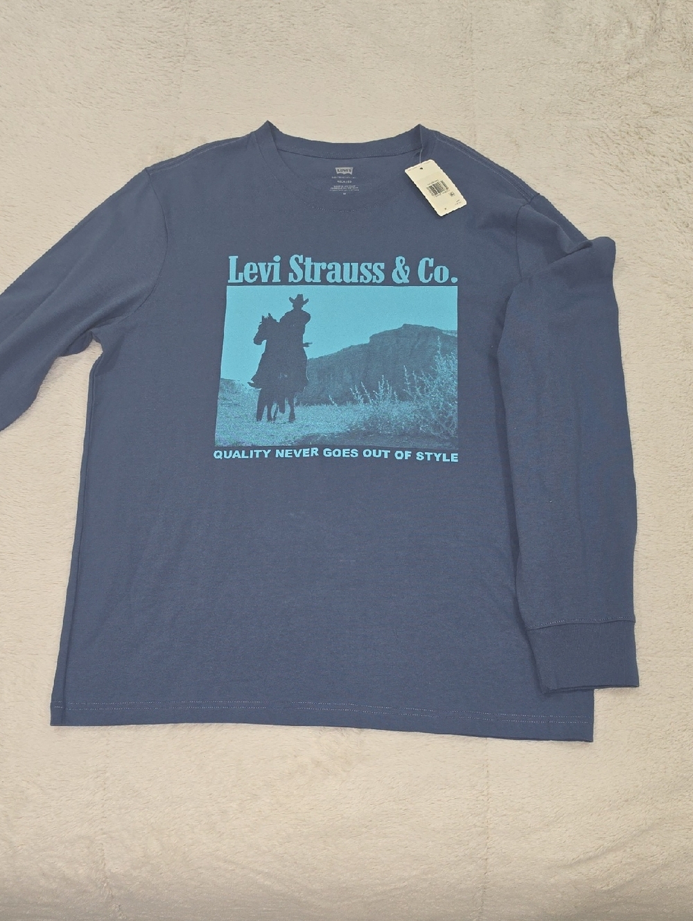 Levi's Navy Long Sleeve Tee with Turquoise Graphic